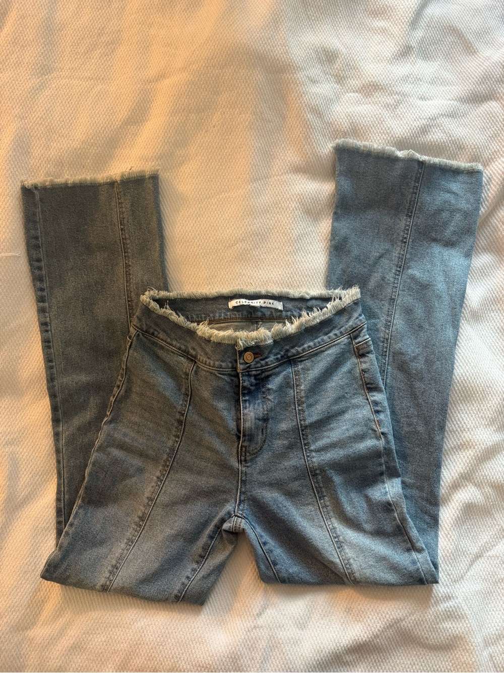 Light Blue Women’s Jeans with Frayed Waist